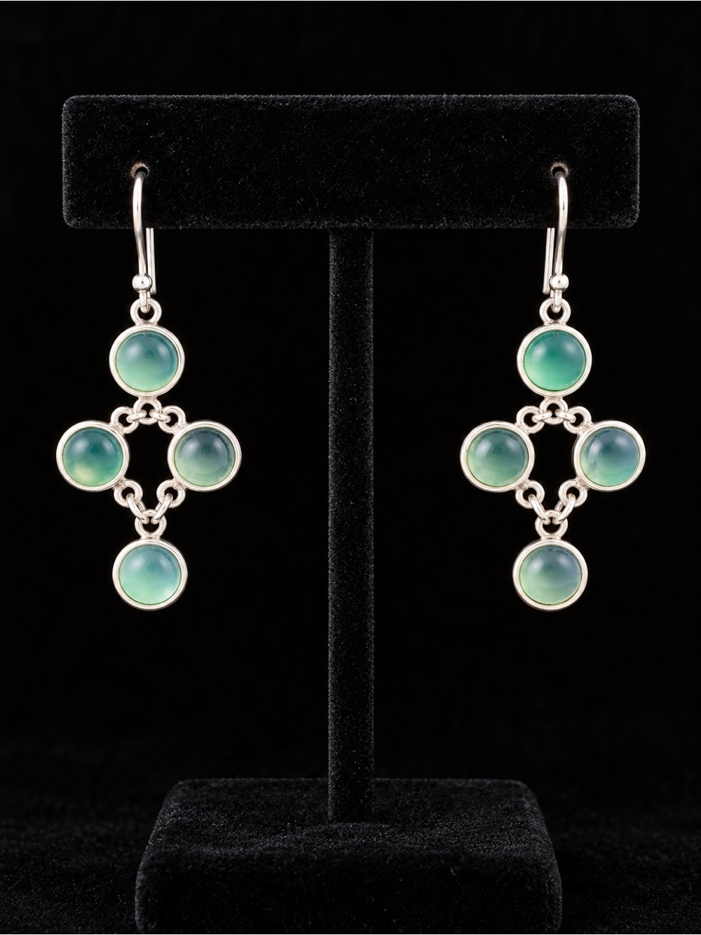 Sterling Silver and Green Malachite Drop Earrings - Elegant Green Dangles